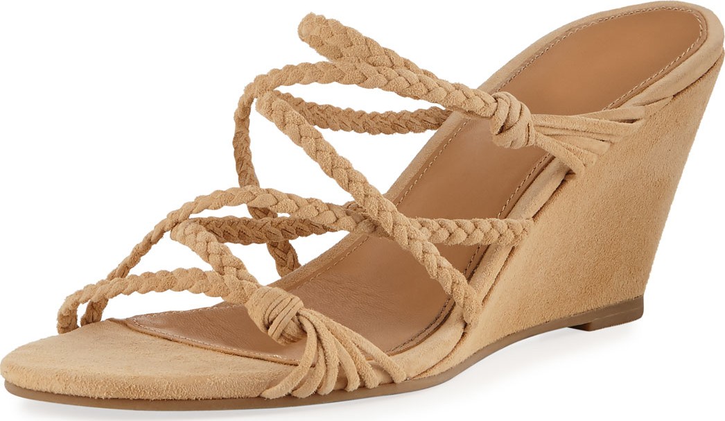 Sigerson Morrison Maddie Braided Suede Wedge Sandals