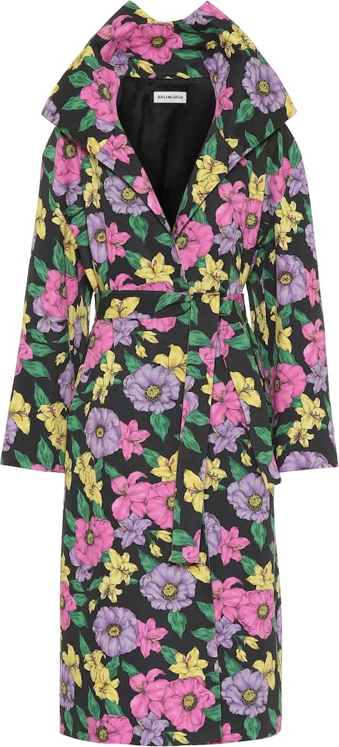 Balenciaga Floral cotton-drill trench coat