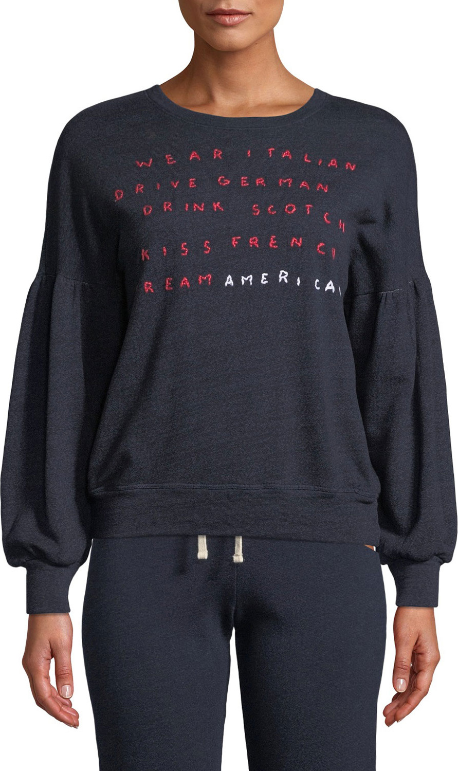 SUNDRY Dream American Blouson-Sleeve Pullover Top