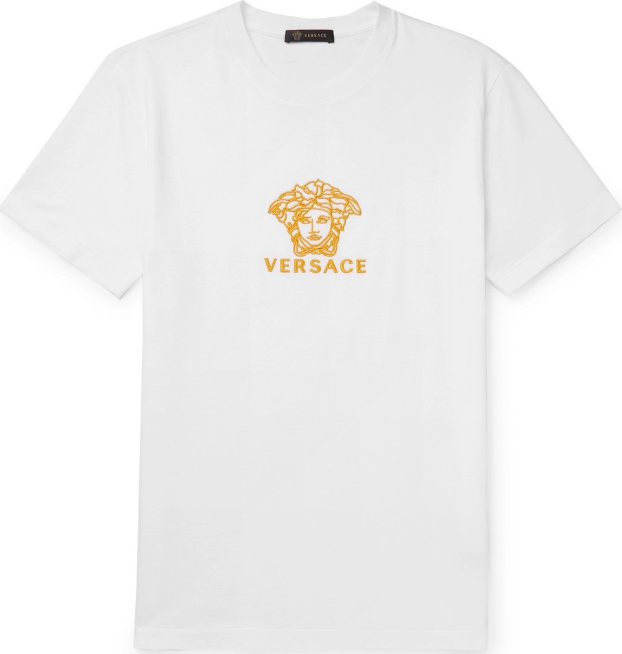 Versace Slim-Fit Logo-Embroidered Cotton-Jersey T-Shirt
