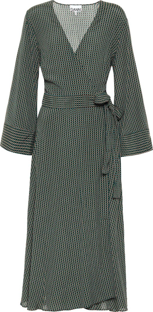 Ganni Checked wrap dress