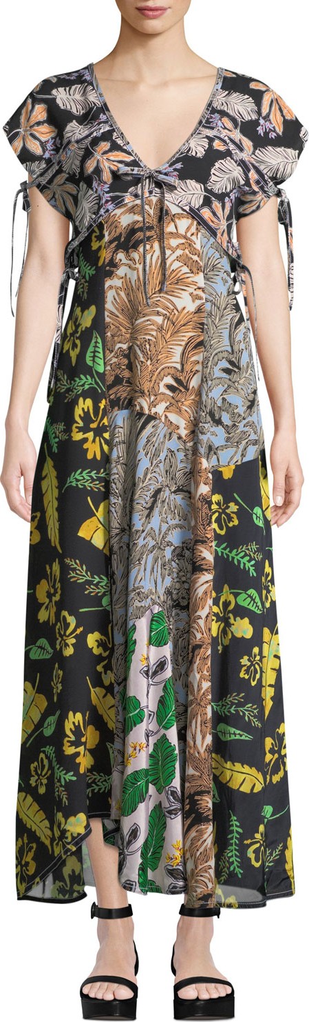 3.1 Phillip Lim Silk Patchwork Long Dress