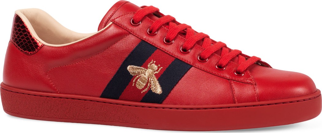 Gucci Men's New Ace Embroidered Low-Top Sneakers