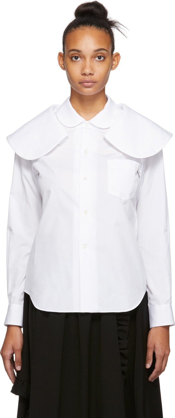 Comme Des Garçons Comme Des Garçons White Oversized Double Collar Shirt