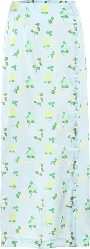 BERNADETTE Kelly floral silk-satin midi skirt