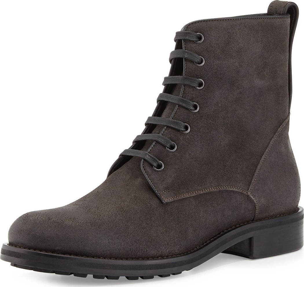 Vince Men's Carter Waxed Carbon Lace-Up Boot, Charcoal