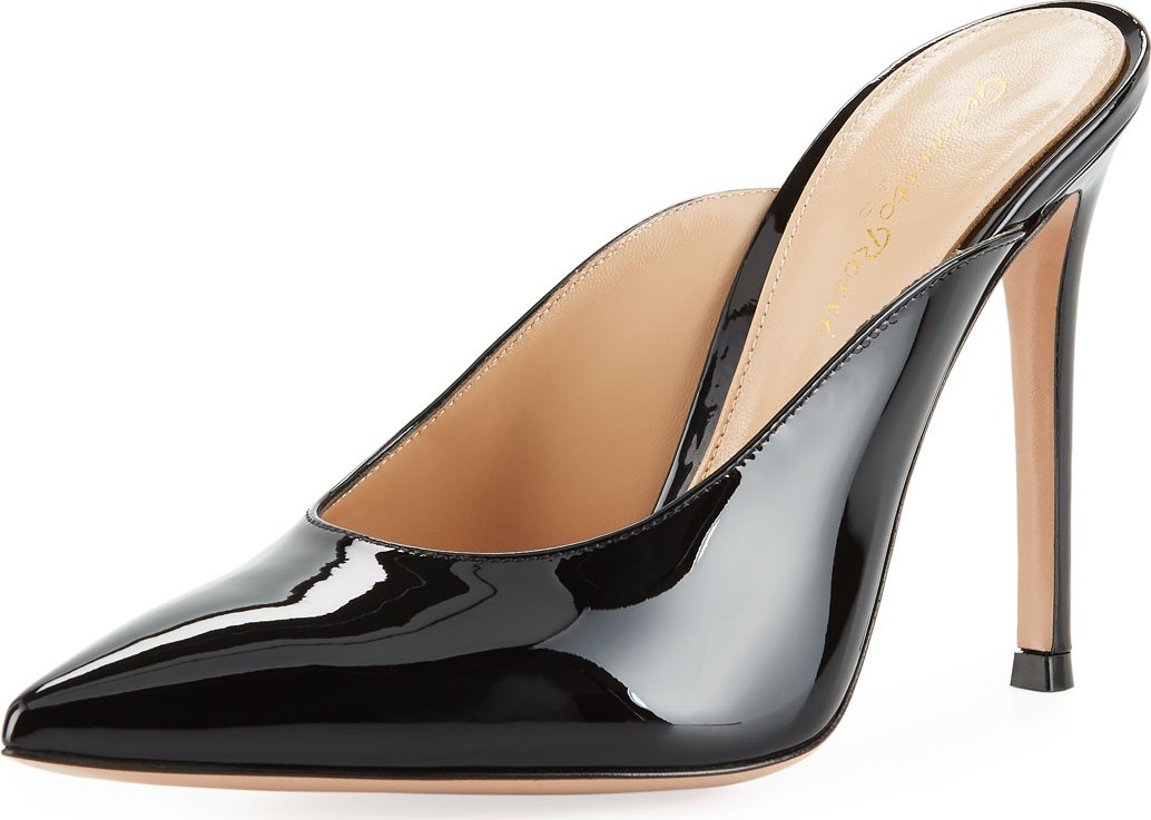 Gianvito Rossi Shiny Patent Slide Mules