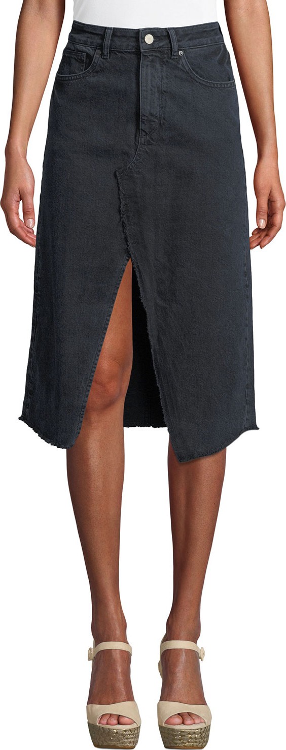DL1961 Georgia Split-Front Denim Midi Skirt