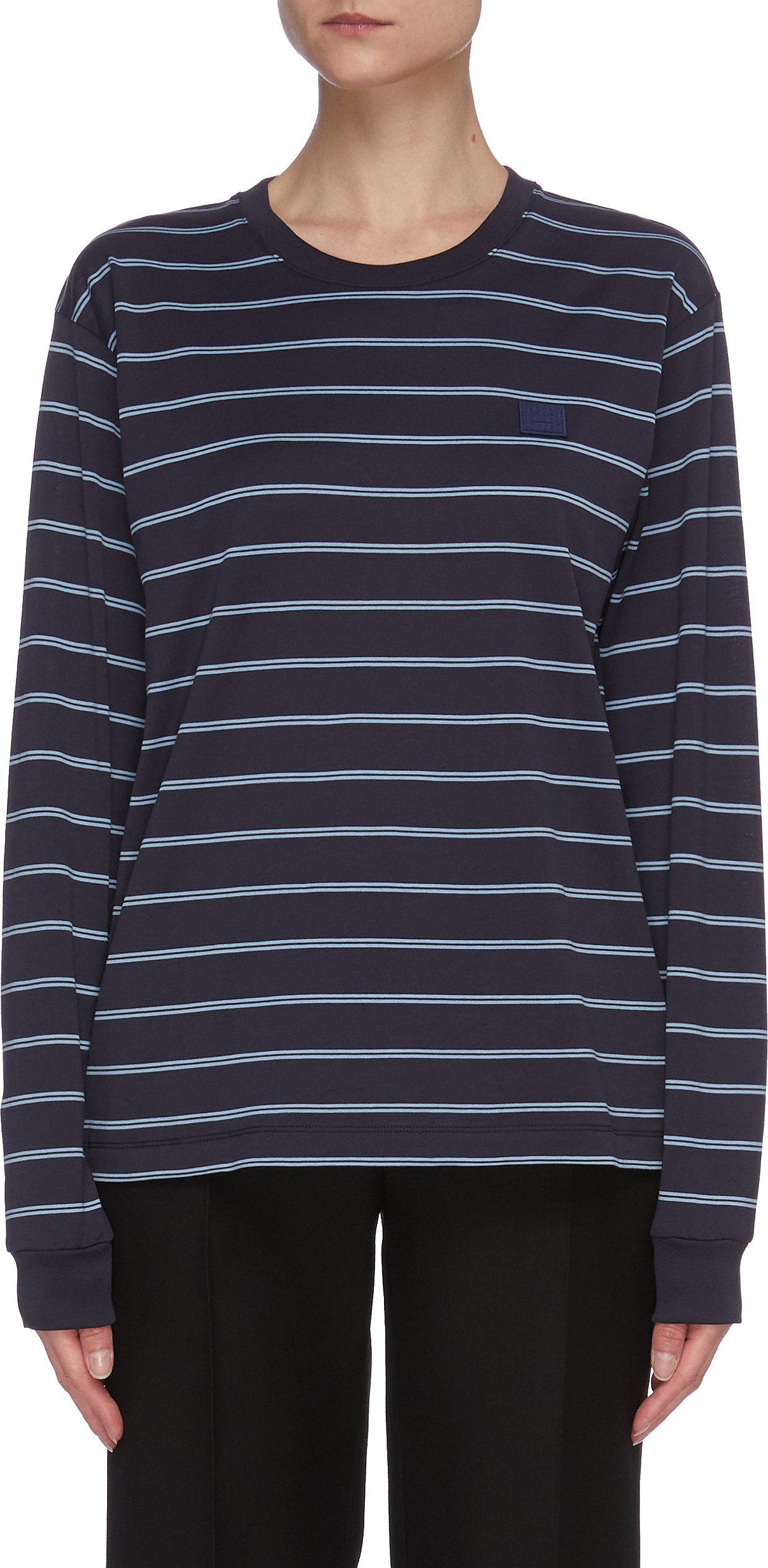 Acne Studios Stripe print face patch long sleeve T-shirt