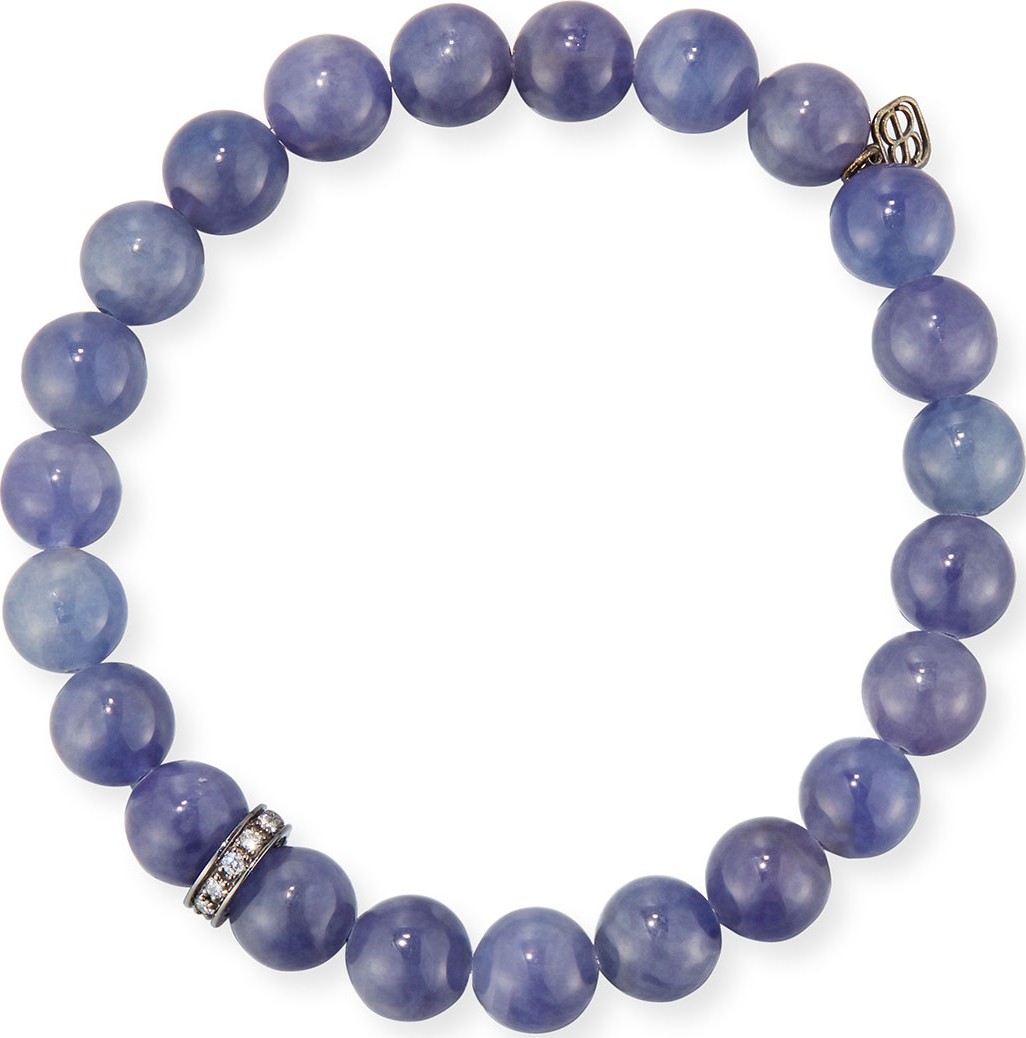 Sydney Evan 8mm Iolite Beaded Bracelet with Diamond Rondelle