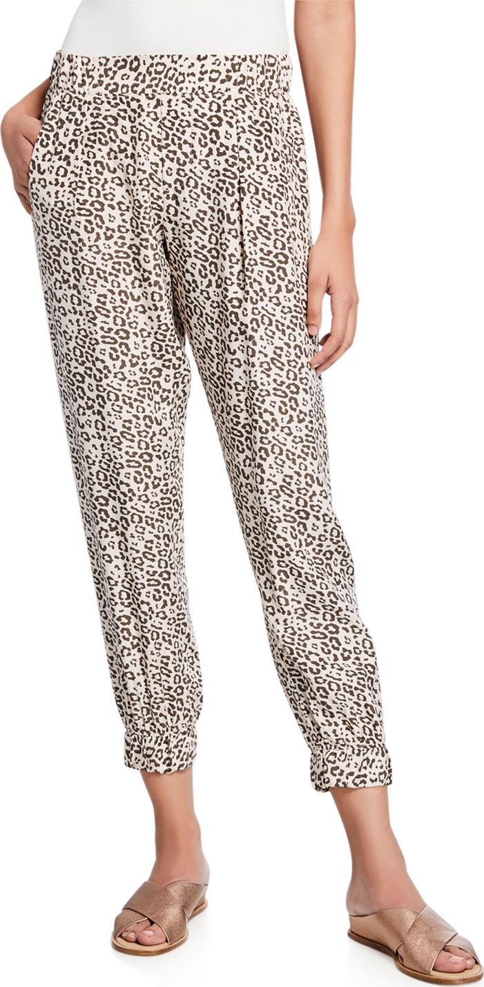 ATM Anthony Thomas Melillo Lunar Leopard-Print Cropped Silk Sweatpants