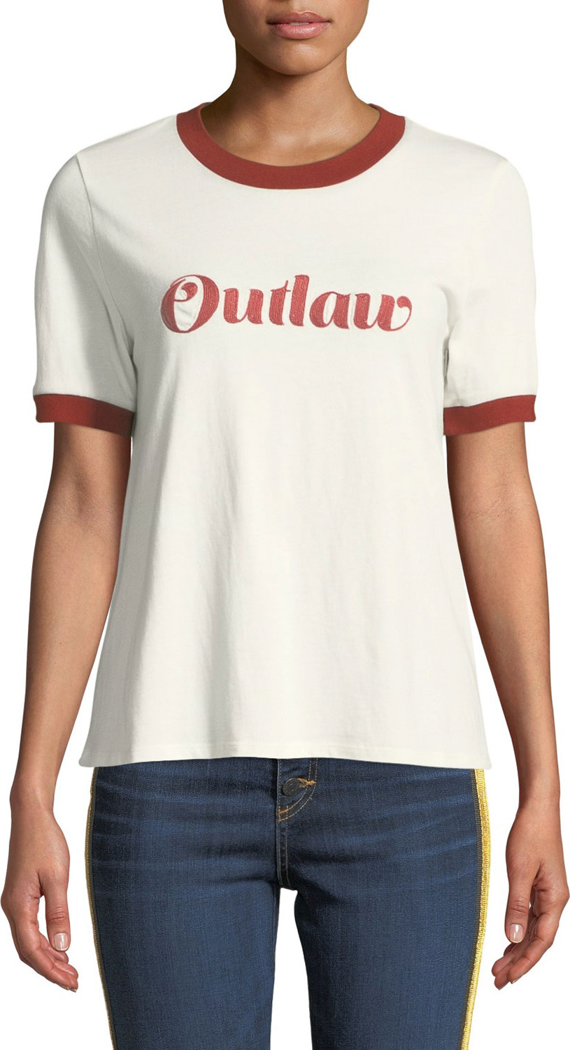 Veronica Beard Mills Outlaw Crewneck Cotton Jersey Ringer Tee