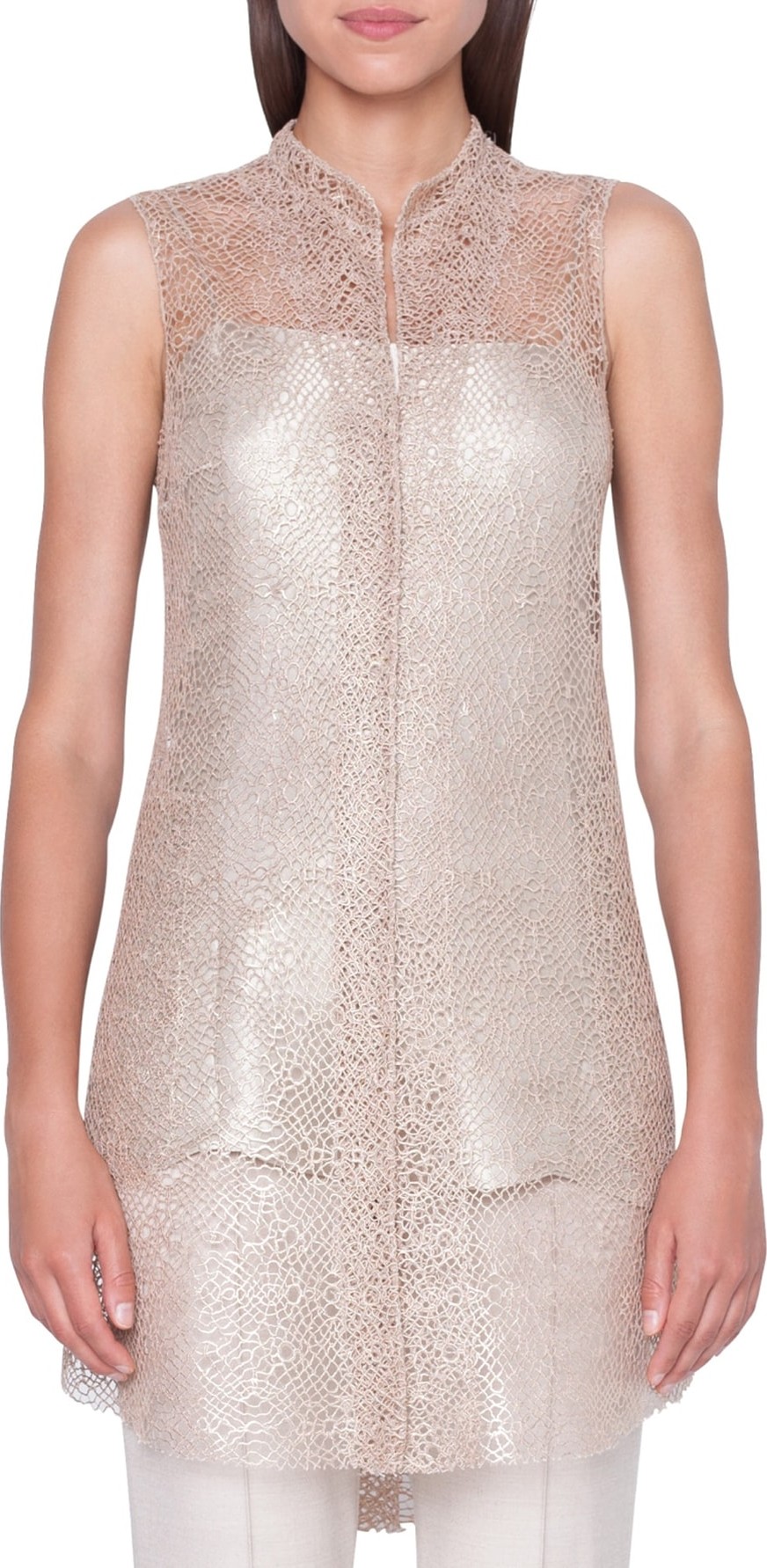 Akris Metallic Lace Tunic Blouse