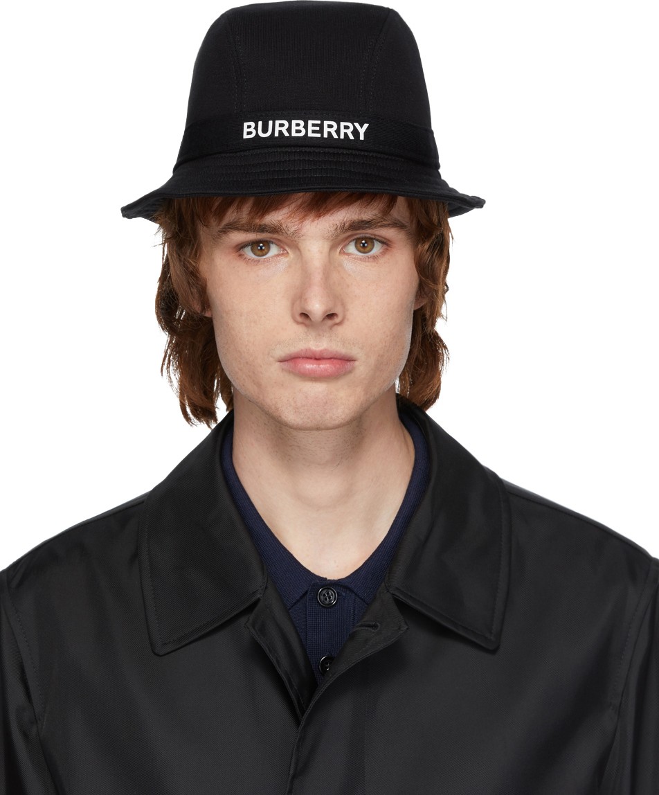 Burberry London England Black Jersey Bucket Hat