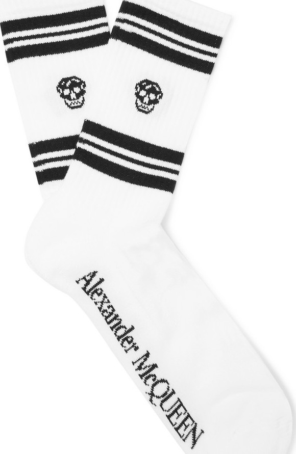 Alexander McQueen Intarsia Stretch Cotton-Blend Socks