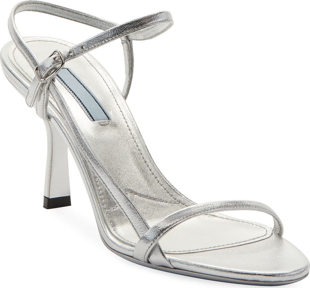 Prada Metallic Strappy 75mm Sandals