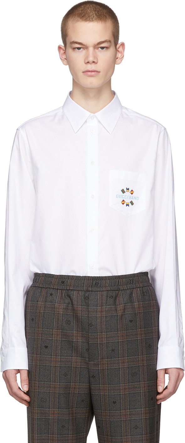 Gucci White 'Gucci Band' Sailing Flag Shirt