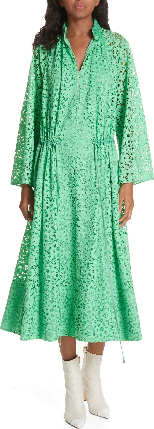 Tibi Half Zip Lace Midi Dress