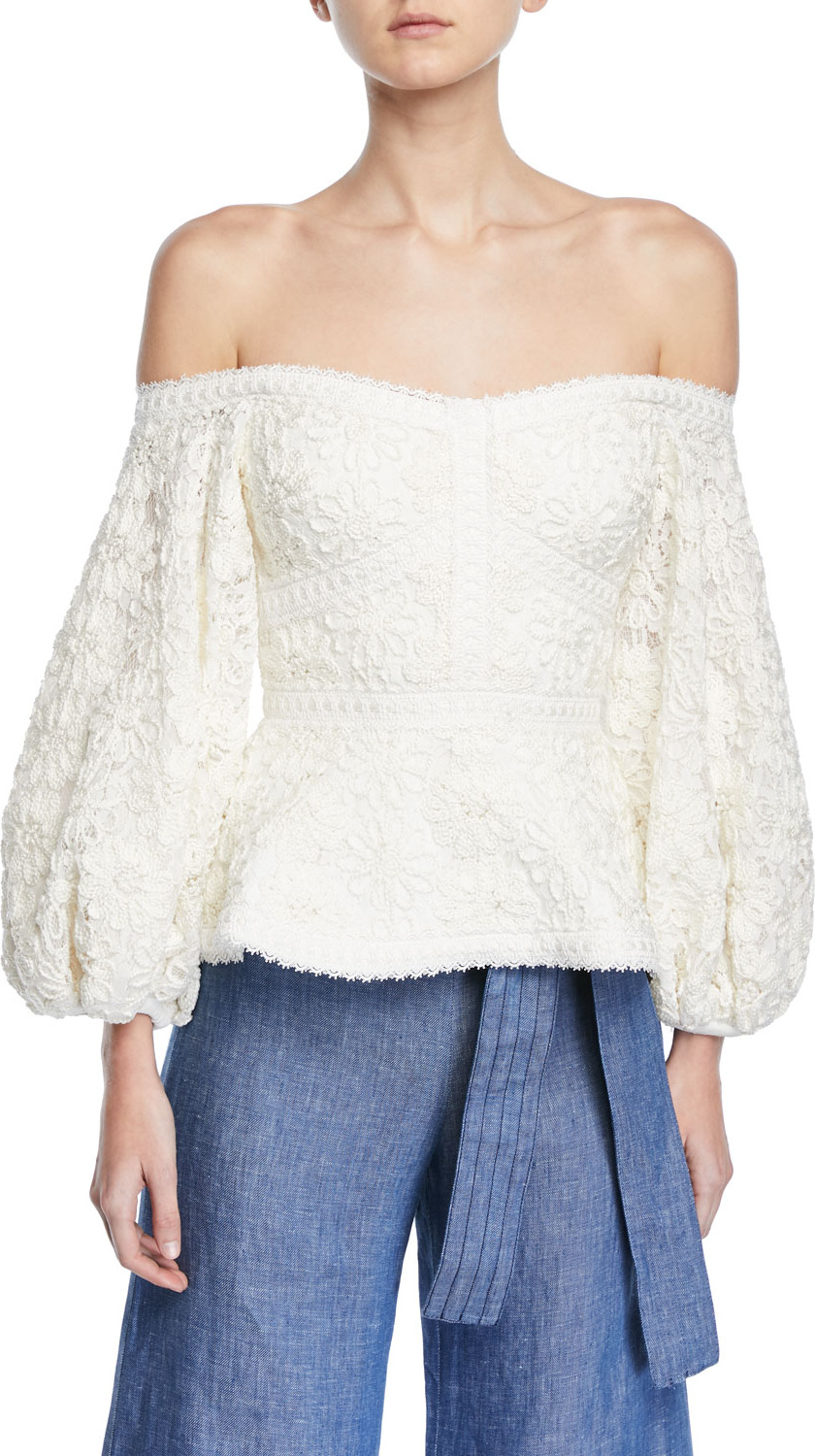 Alexis Joscelin Embroidered Puff-Sleeve Top