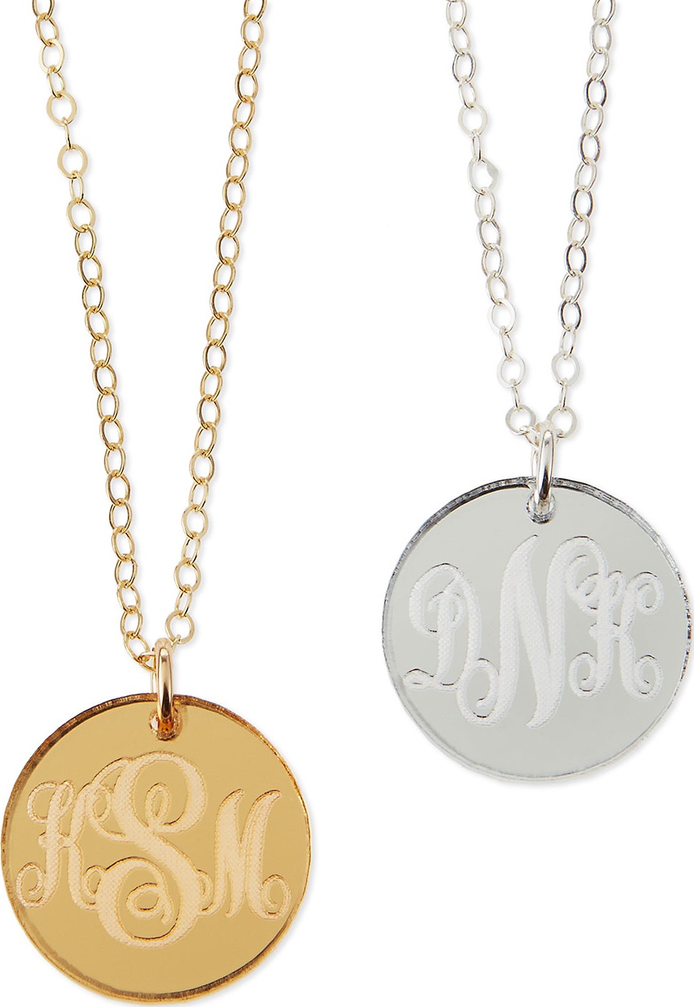 Moon and Lola Providence Mirrored Acrylic Reverse Monogram Pendant Necklace