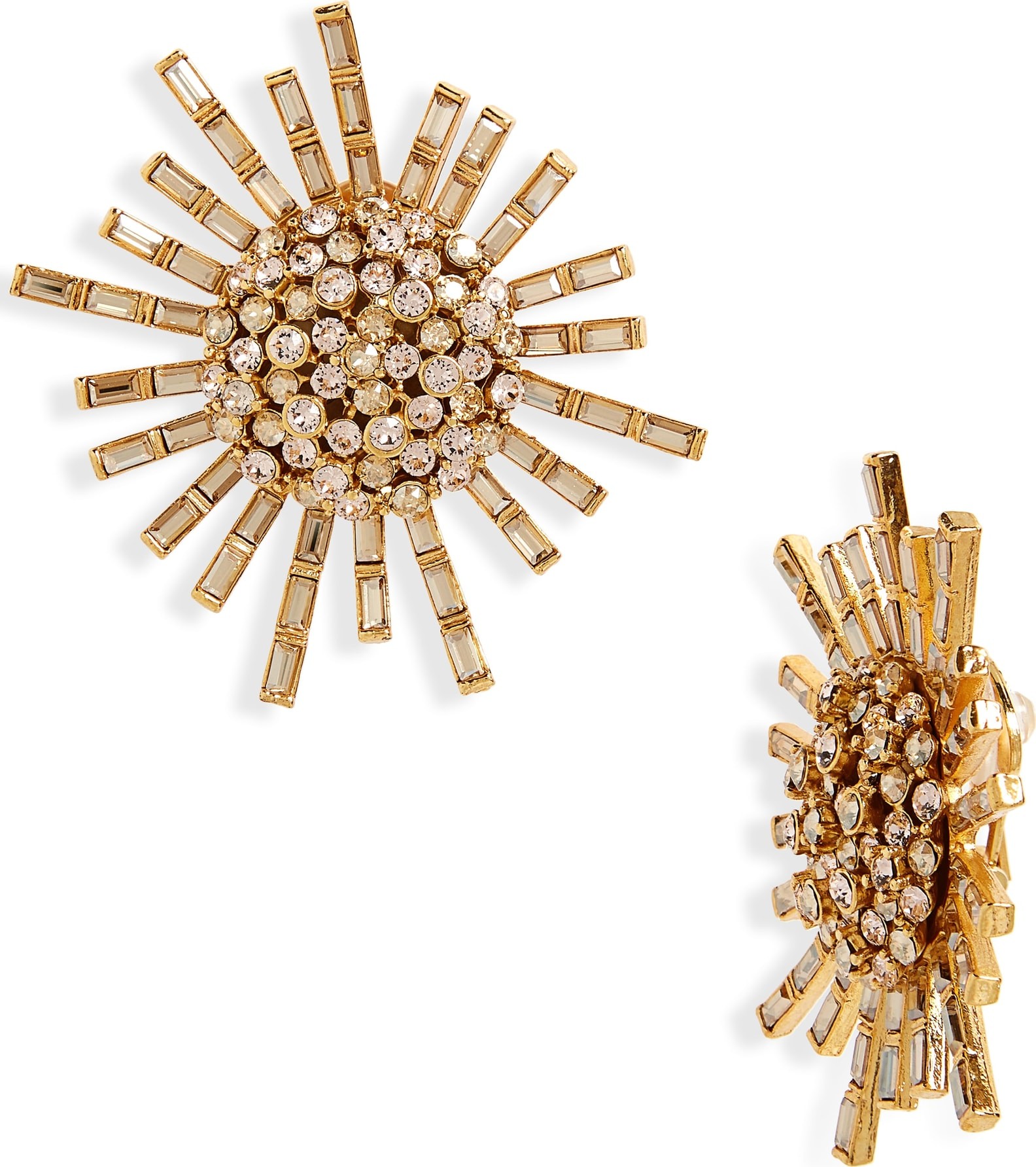 Oscar De La Renta Crystal Flower Earrings