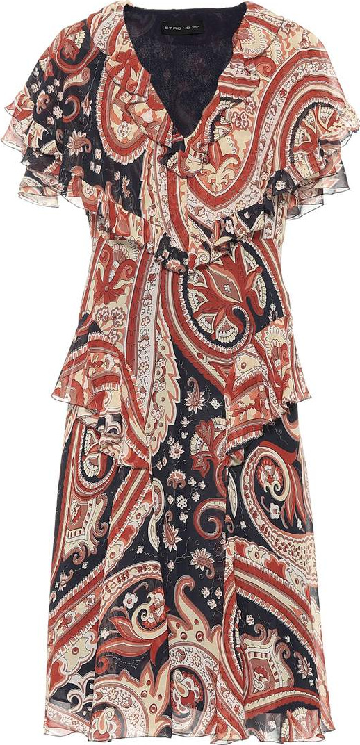 Etro Printed silk midi dress