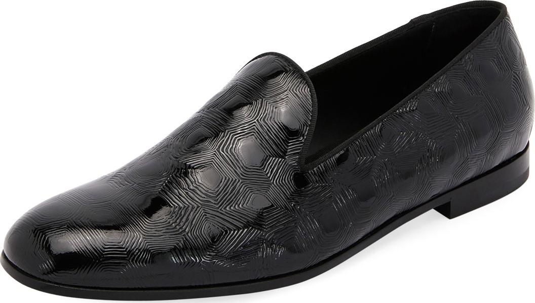 Giorgio Armani Textured Patent Leather Slip-On Loafer