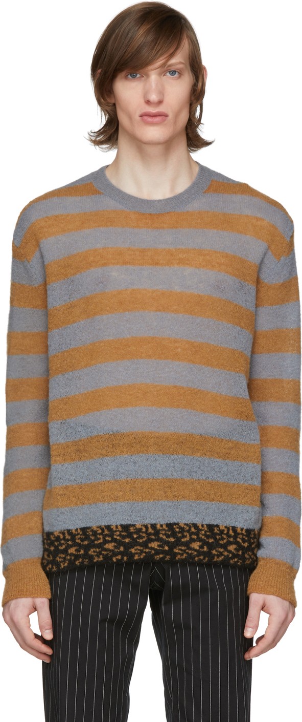 Dries Van Noten Grey & Orange Striped Sweater