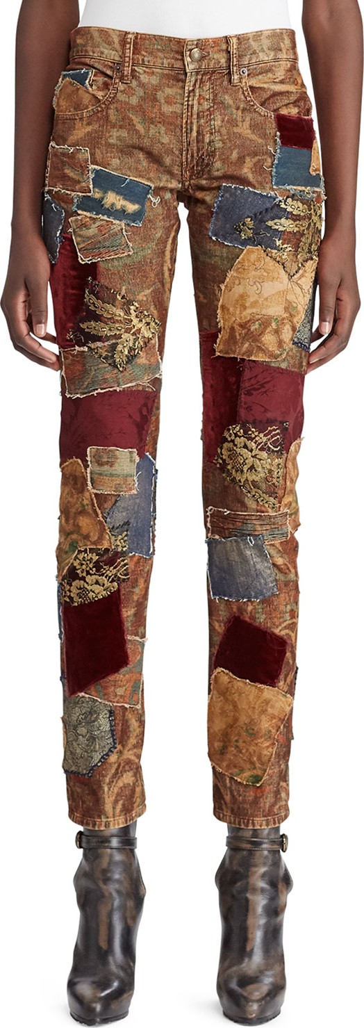 Ralph Lauren 50th Anniversary Kinsley Multi-Fabric Patchwork Cigarette-Leg Jeans Ralph Lauren 50th Anniversary Kinsley Multi-Fabric Patchwork Cigarette-Leg Jeans