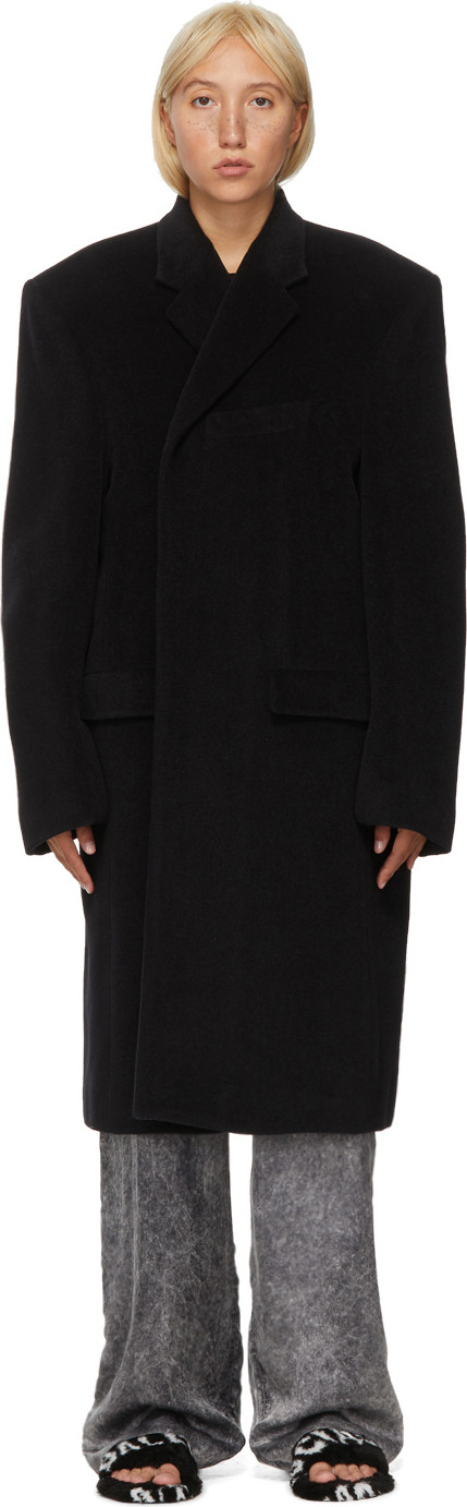 Balenciaga - Black Alpaca & Wool Side Coat