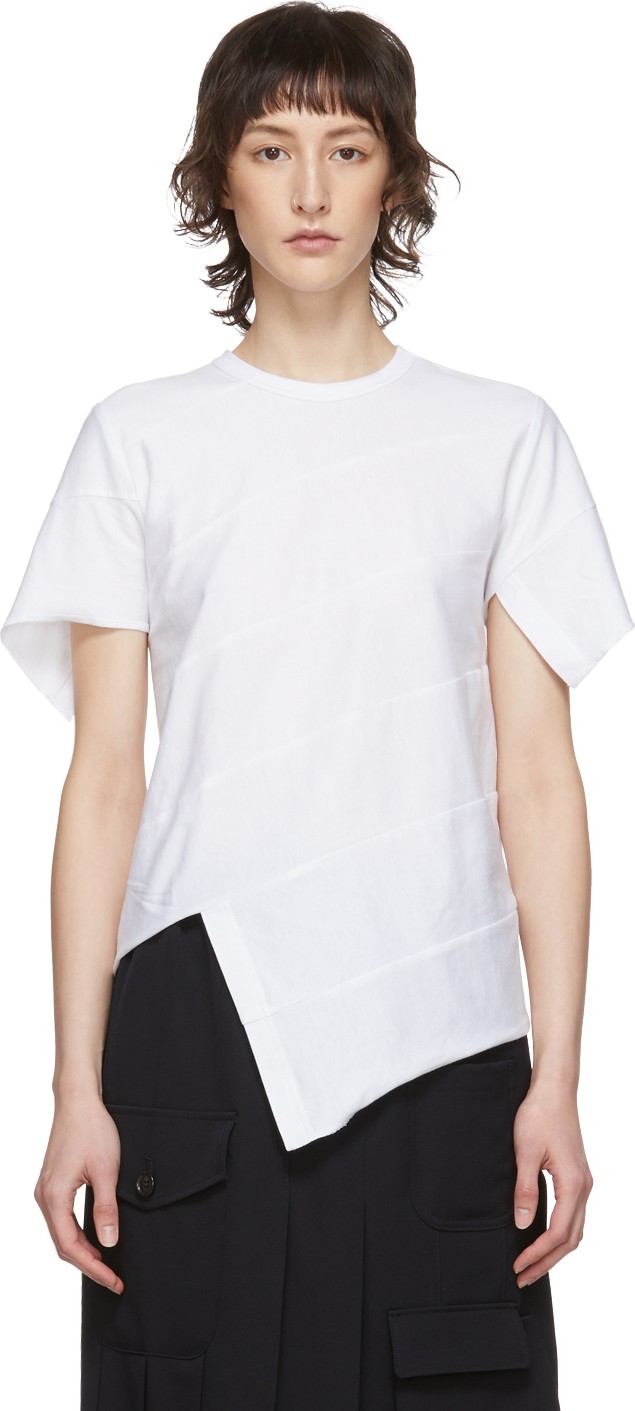 Comme Des Garçons Comme Des Garçons White Diagonal Stitch T-Shirt