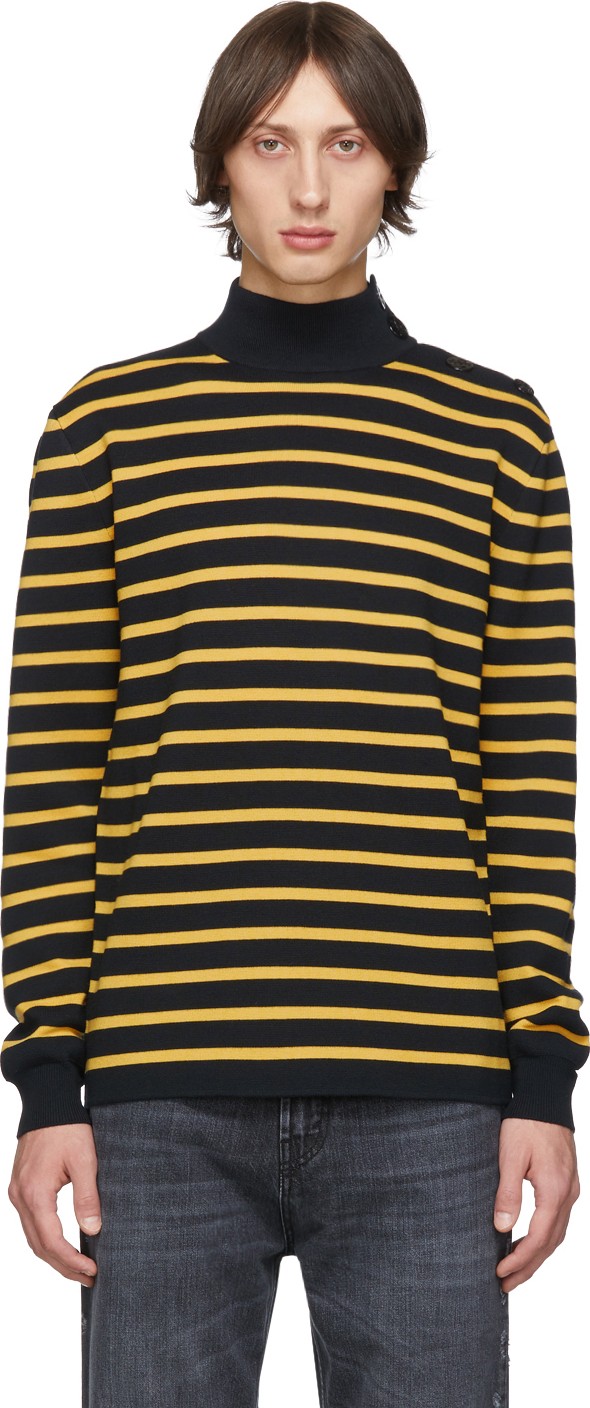 Stella McCartney Black & Yellow Striped Breton Turtleneck