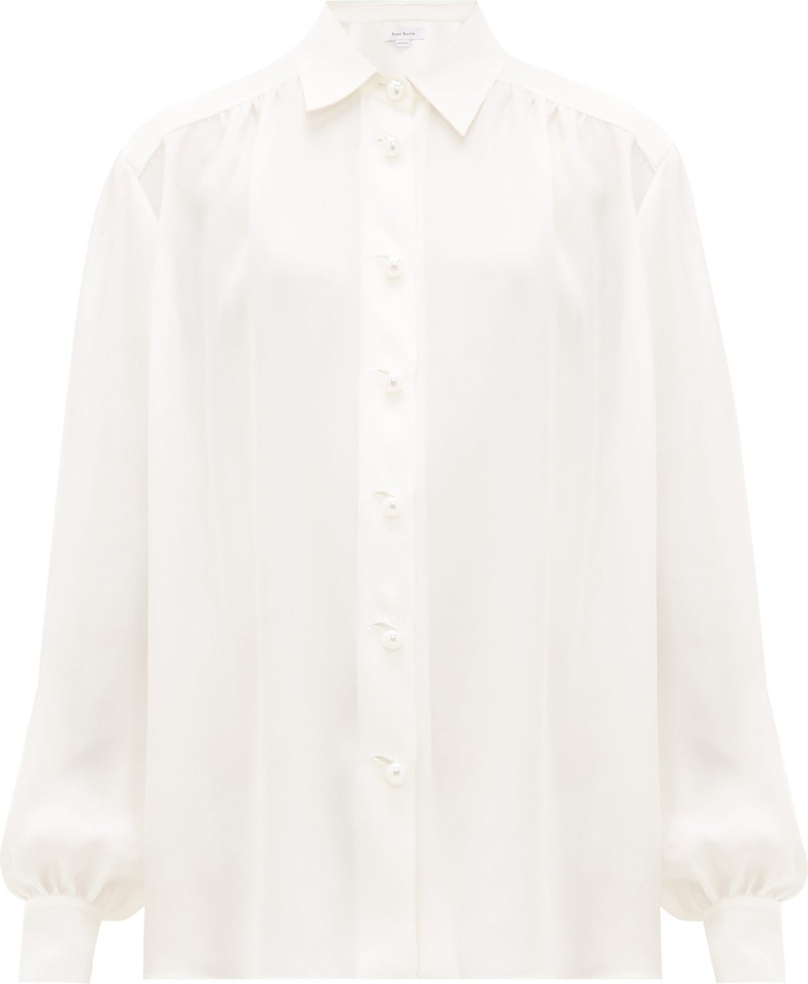 Ryan Roche Faux-pearl buttoned silk blouse