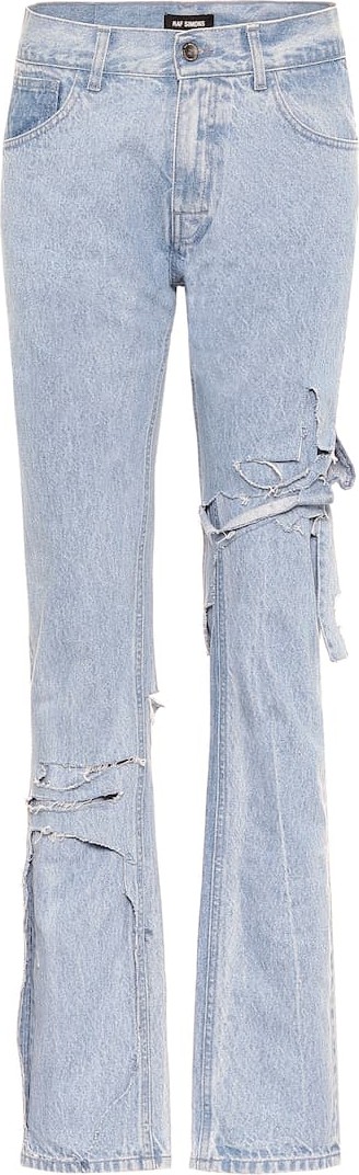 Raf Simons Distressed mid-rise slim jeans