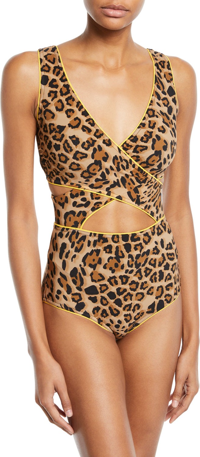 Karla Colletto Elle Leopard-Print Underwire Monokini Swimsuit