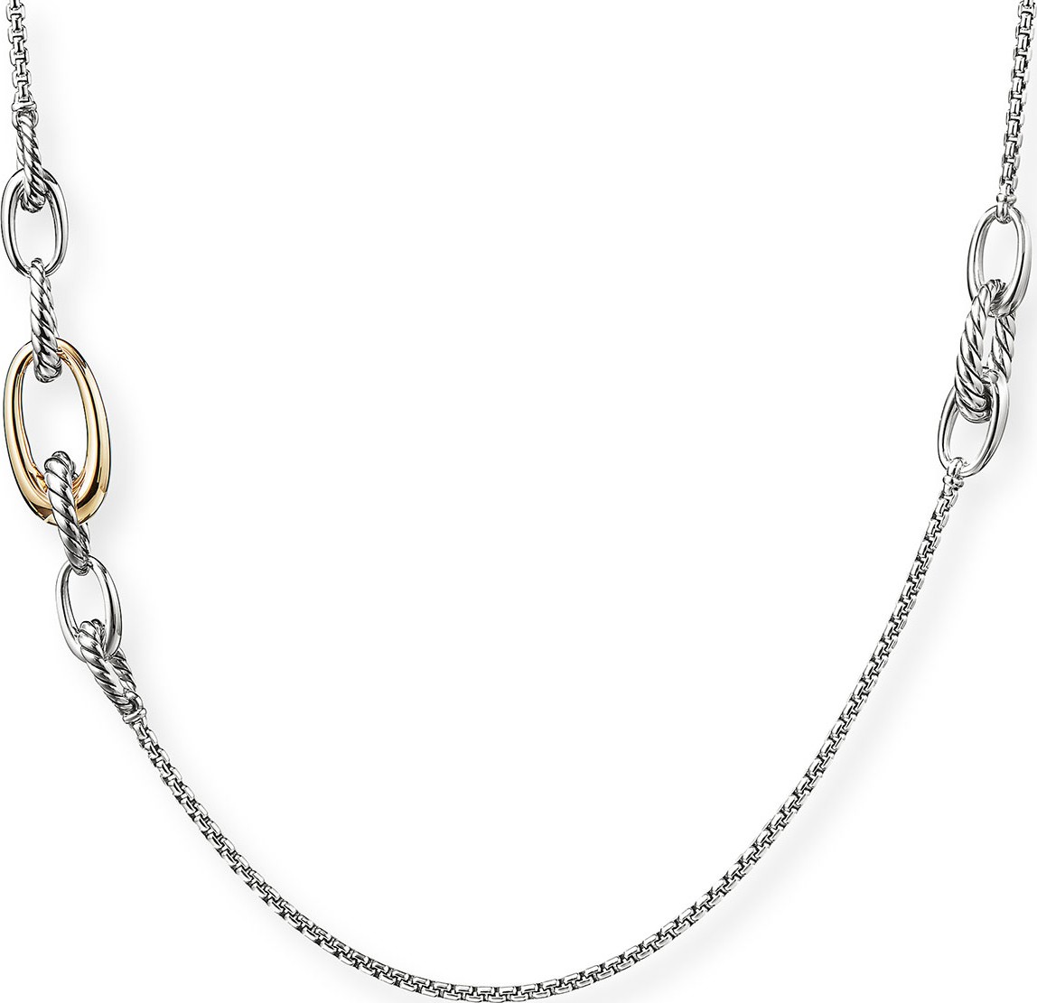 David Yurman Pure Form 2-Tone Graduated Link Station Necklace