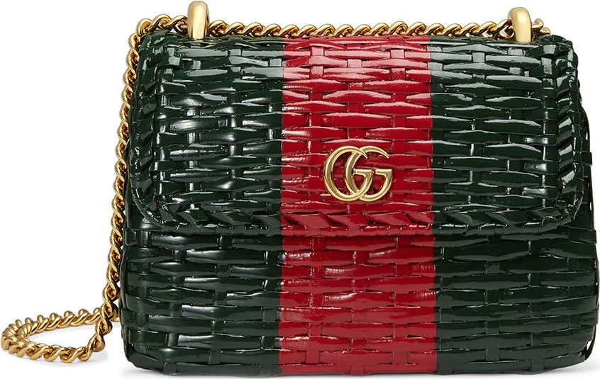 Gucci Mini WEB STRAW SHOULDER BAG