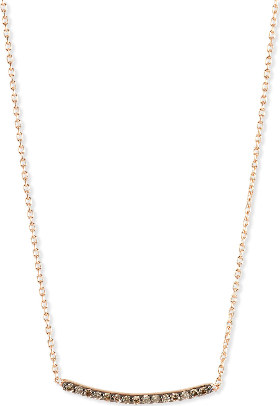 Kismet by Milka Lumiere 14K Rose Gold & Champagne Diamond Bar Necklace