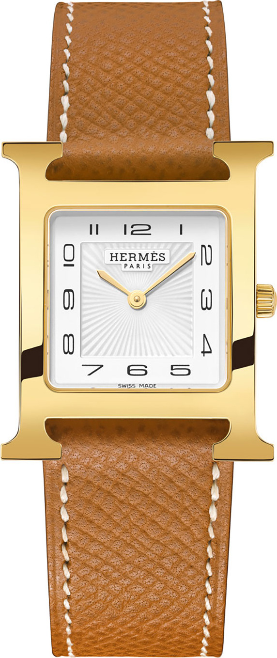 HERMÈS Heure H, Gold Plate & Leather Strap