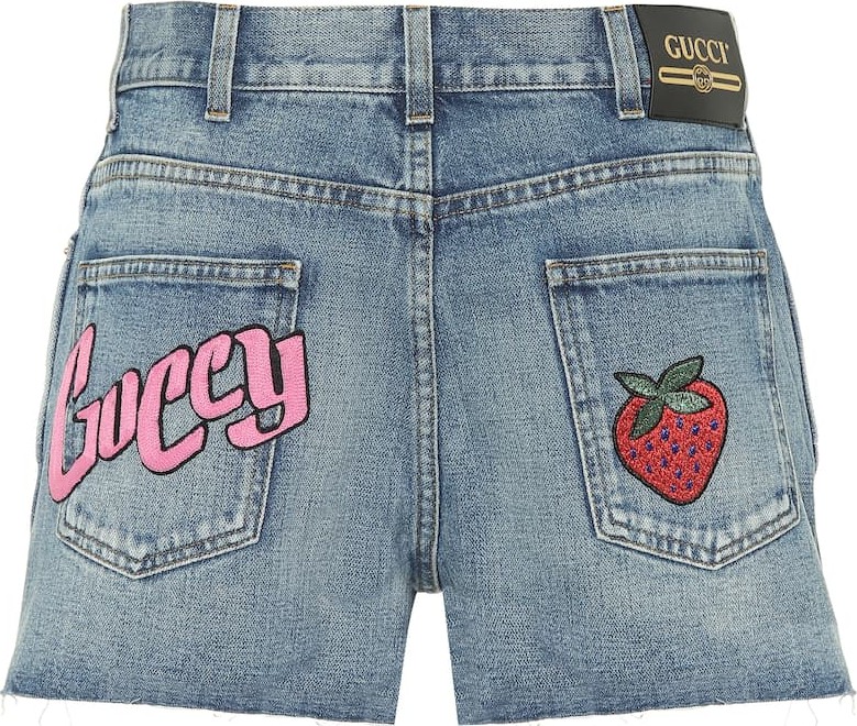 Gucci Appliquéd denim shorts
