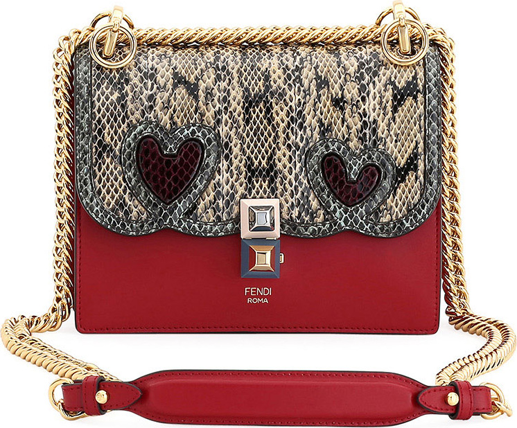 Fendi Kan I Small Calf and Snake Shoulder Bag