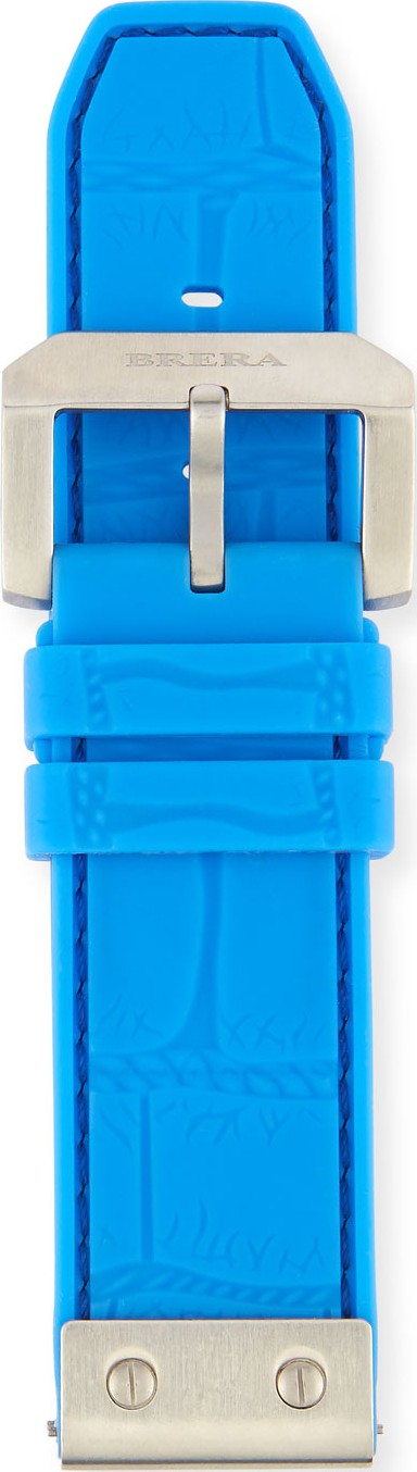 Brera Orologi 24mm Embossed Rubber Watch Strap, Blue