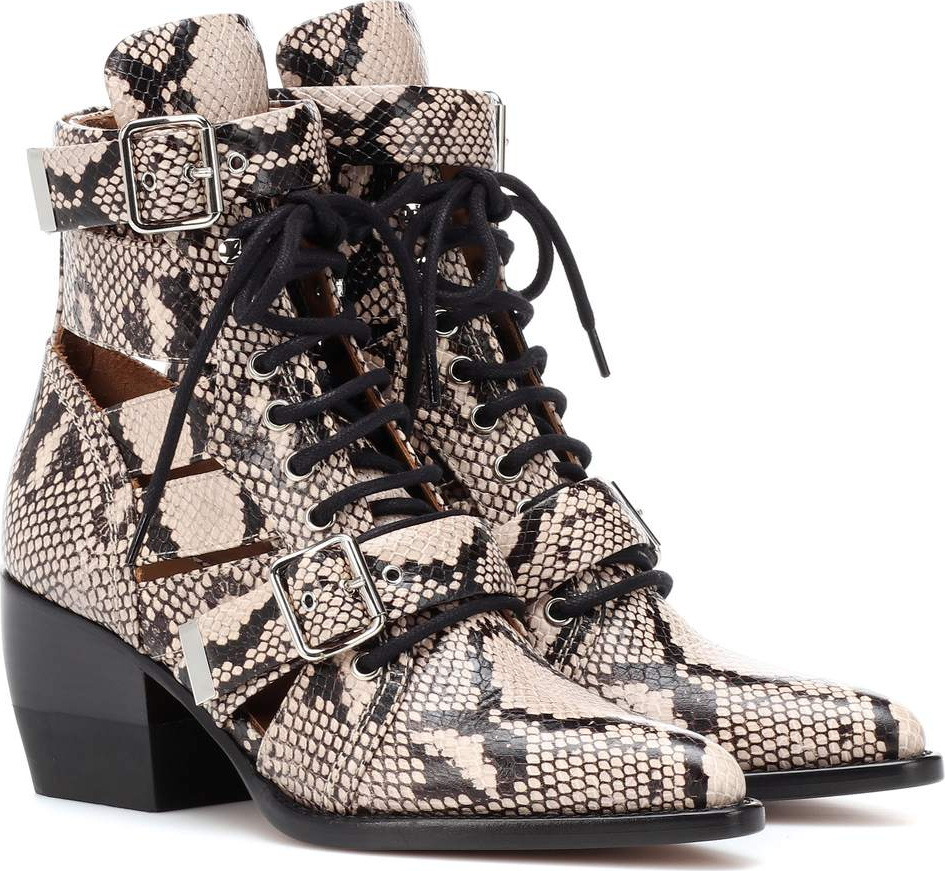 Chloe Rylee snake-embossed leather ankle boots