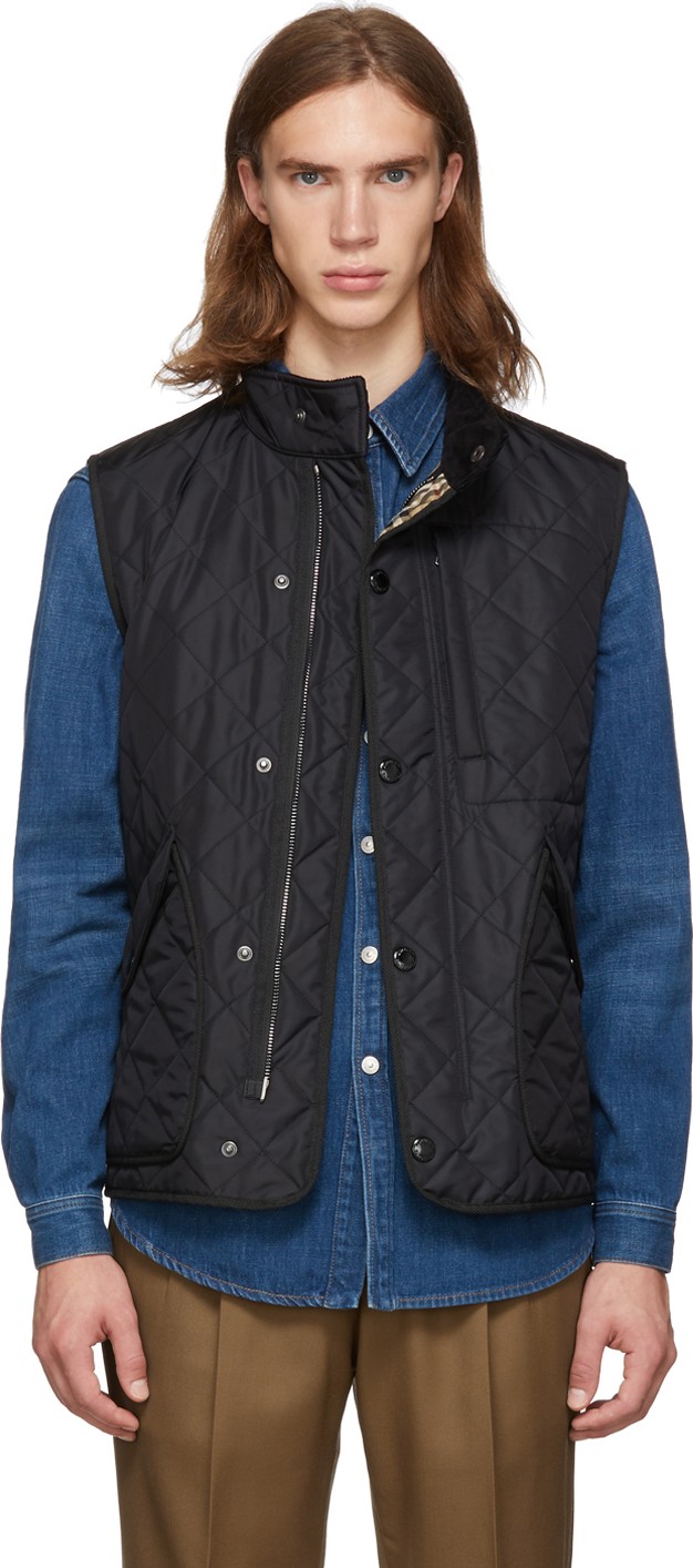 Burberry London England Black Quilted Stapleton Vest