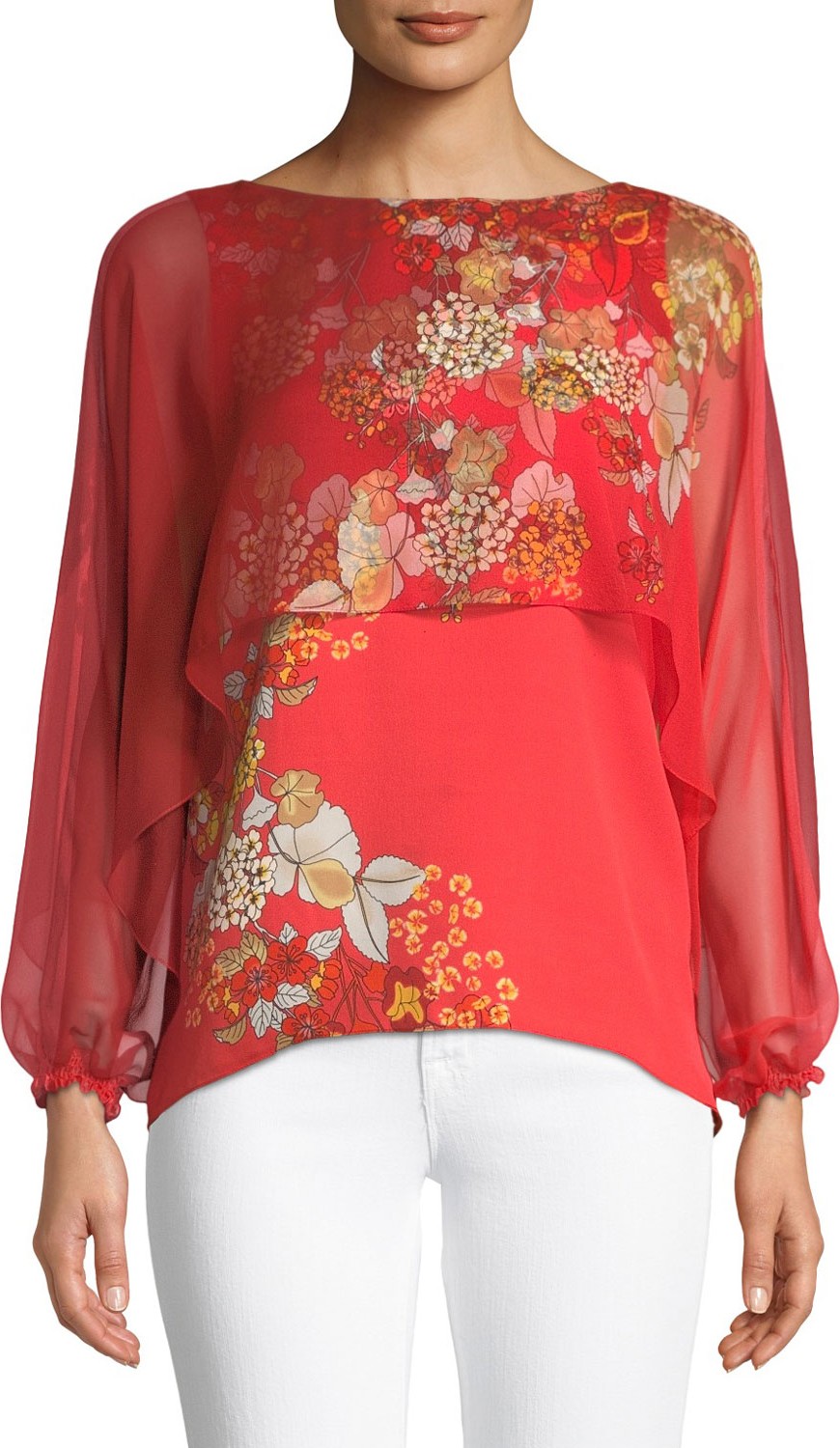 Elie Tahari Malika Floral-Print Silk Blouse