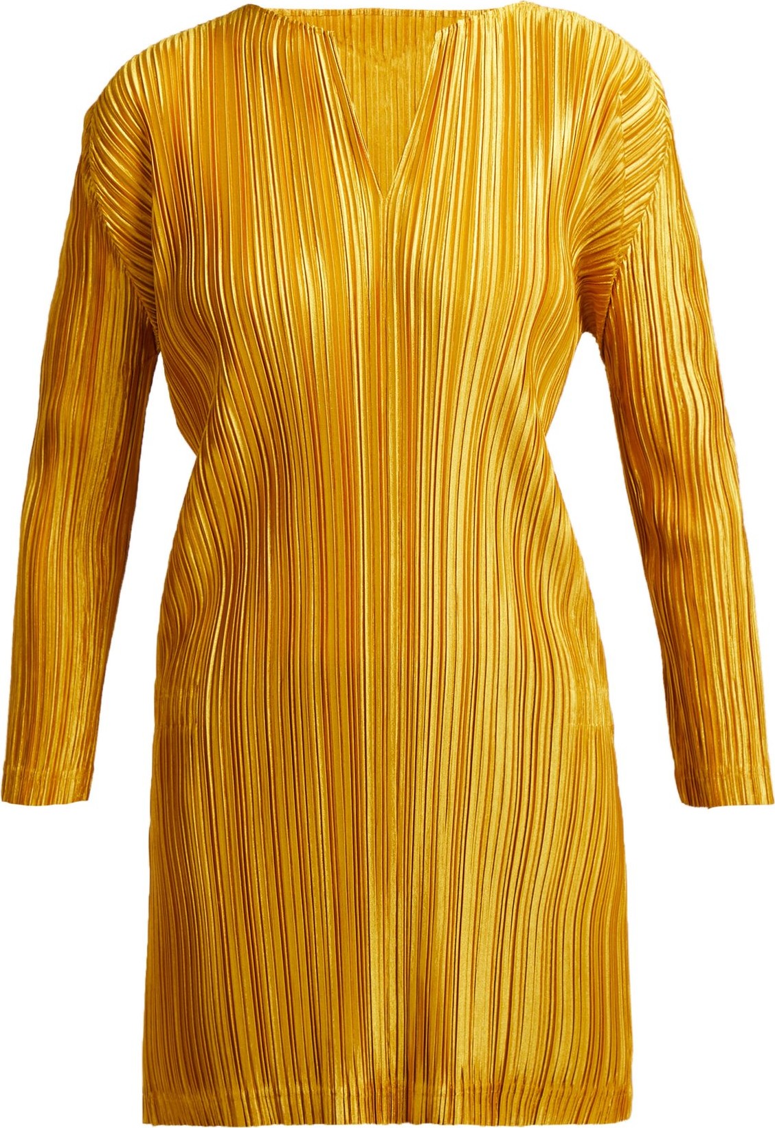 Pleats Please By Issey Miyake Pleated notched-neck tunic top