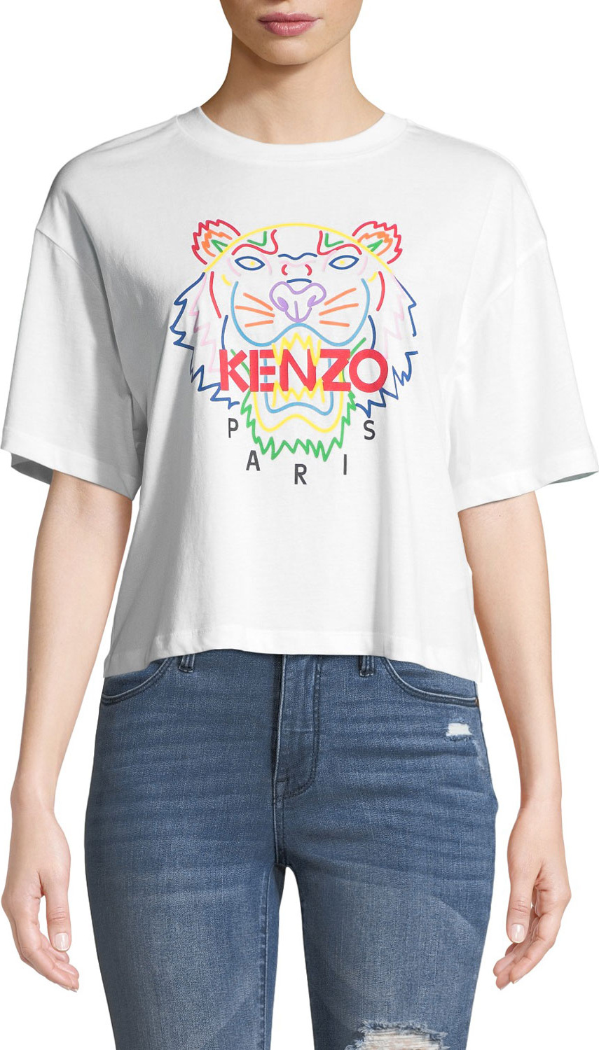 KENZO Tiger Logo Cropped Graphic Tee