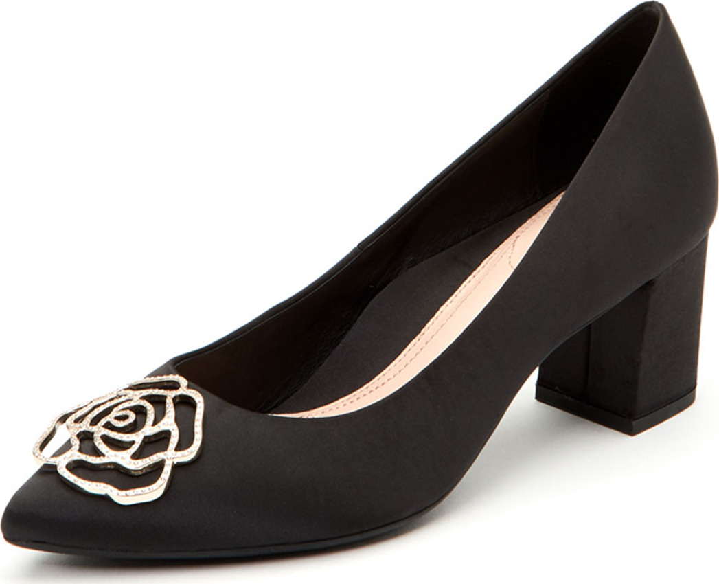 Taryn Rose Maci Satin Crystal Block-Heel Evening Pumps