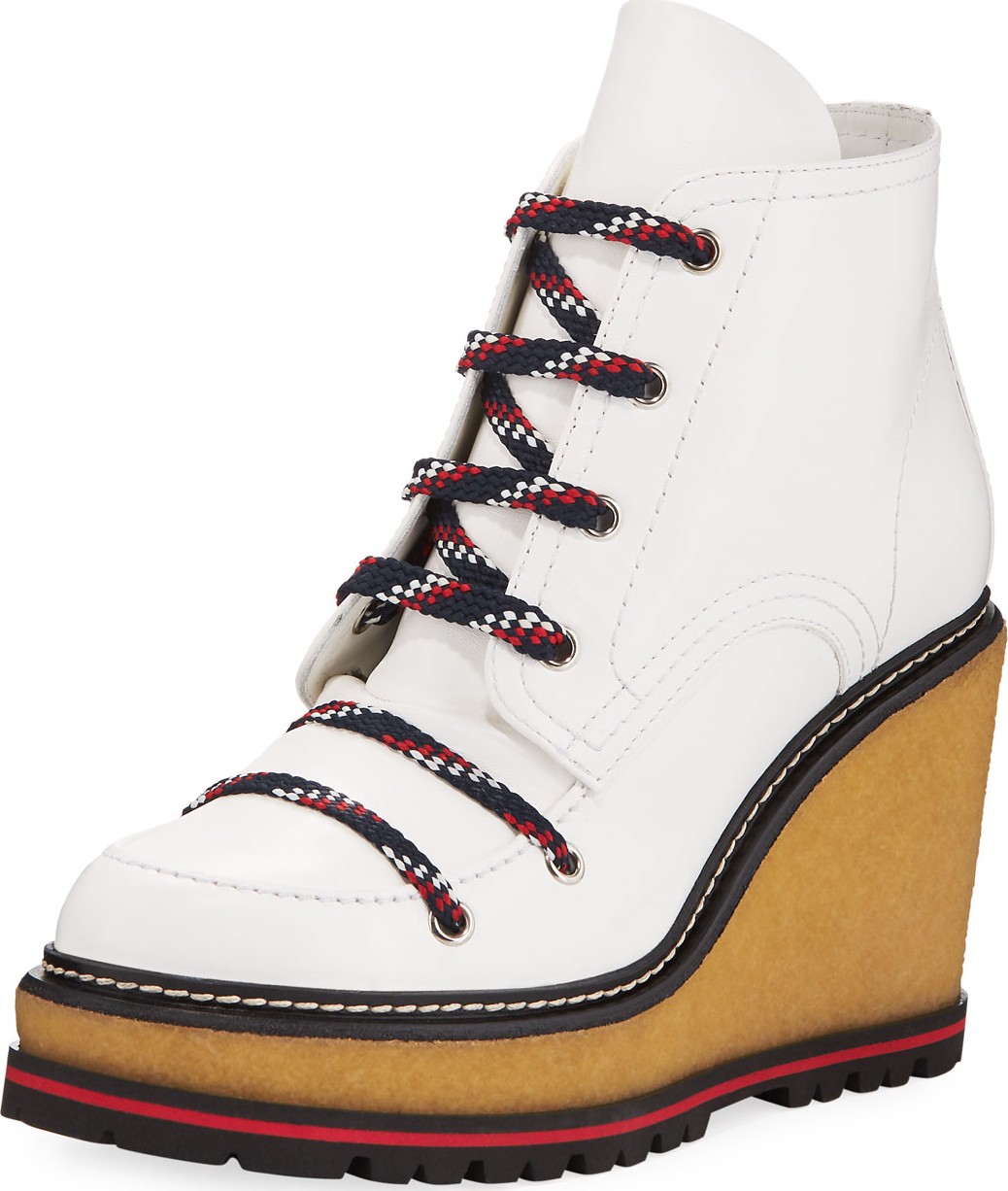 Moncler Zelie Lace-Up Wedge Hiker Booties