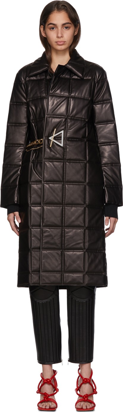 Bottega Veneta Black Lambskin Quilted Coat